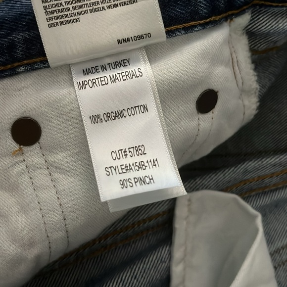 Blue Denim Distressed High Waisted Button Straight Leg Jeans - Agolde - Size 25 - Picture 5 of 8